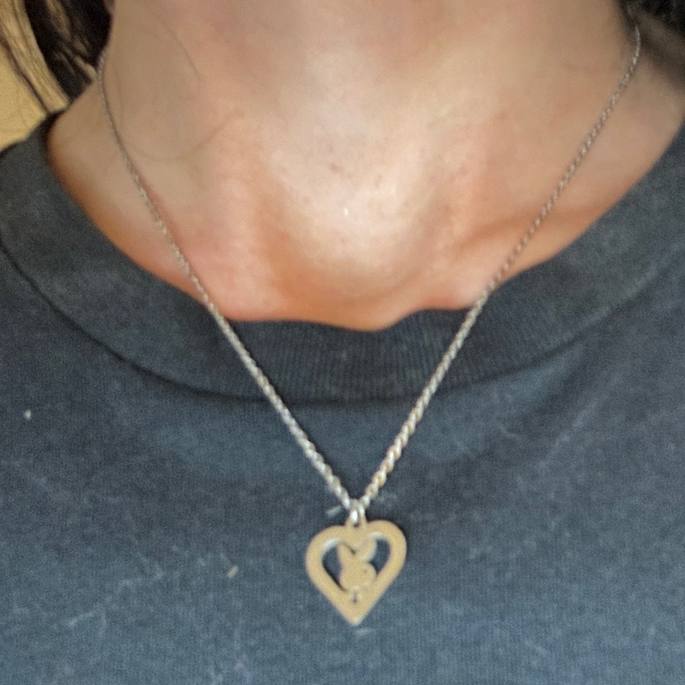 NEW PLAYBOY Cutout Heart Playboy Bunny Pendant Necklace Silver Y2K - Picture 4 of 13